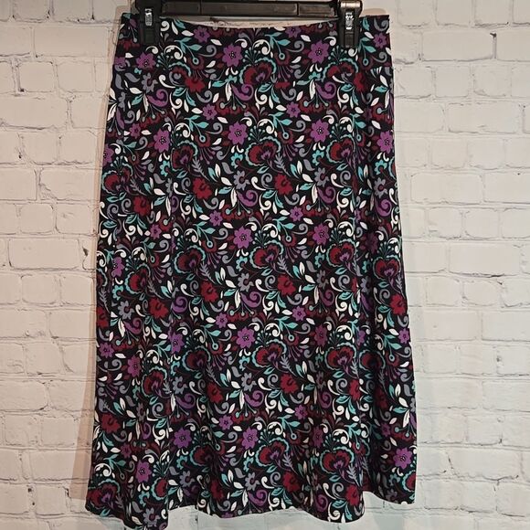 Kim Rogers black floral flared skirt size S - Picture 5 of 6